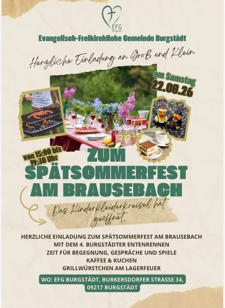 Einladung zum Spätsommerfest am 22.08.2026